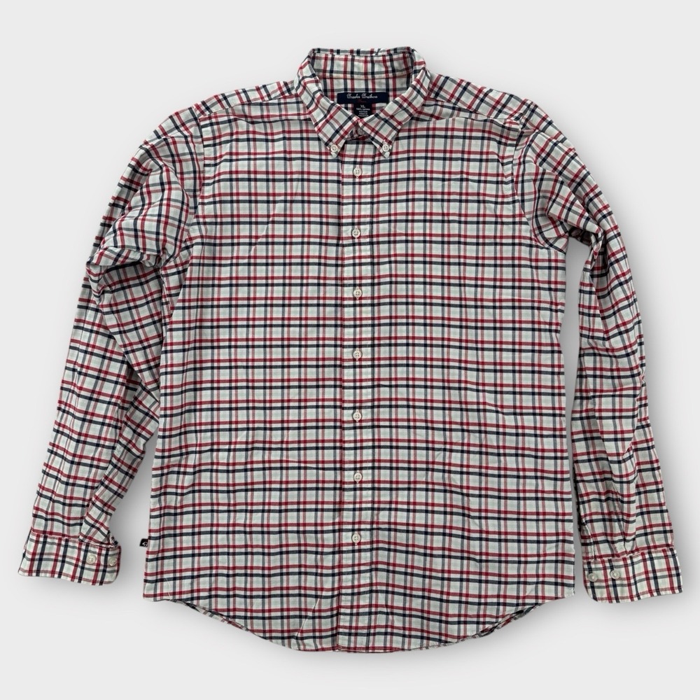 Brooks Brothers Fleece Shirt‎ Boys XL Classic Fit Plaid LS Supima Cotton Preppy